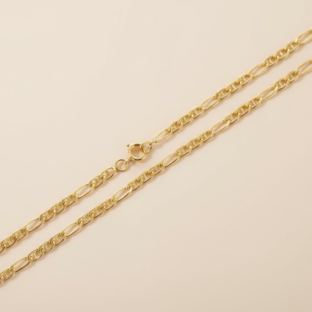 ✨ 18k Gold Filled Figarucci Chain Necklace — Two Classic Chains. One Unique Design. Three Lengths.