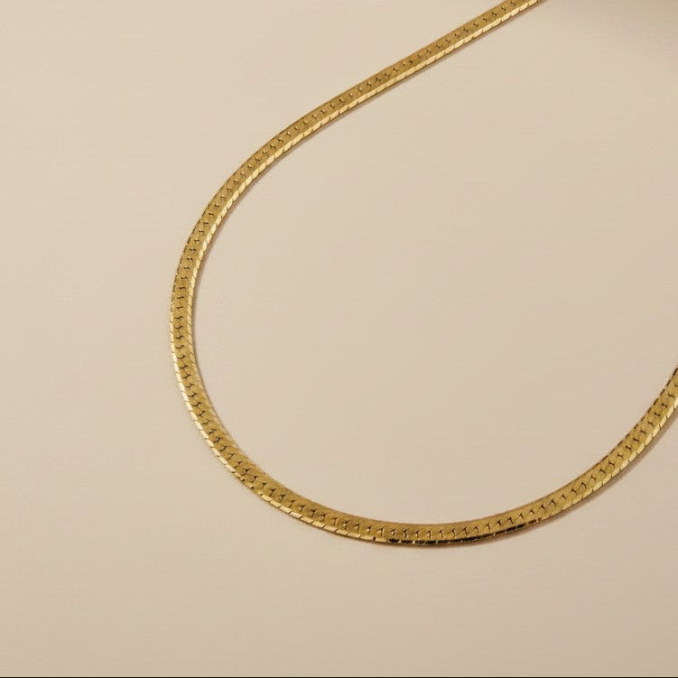 18K Gold Filled Diamond Cut Herringbone Choker Necklace