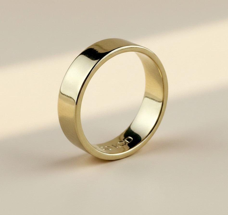 ✨ 18k Gold Filled 5mm Flat Polished Band Ring — The Essential Band. Flawlessly Simple. For Everyone.