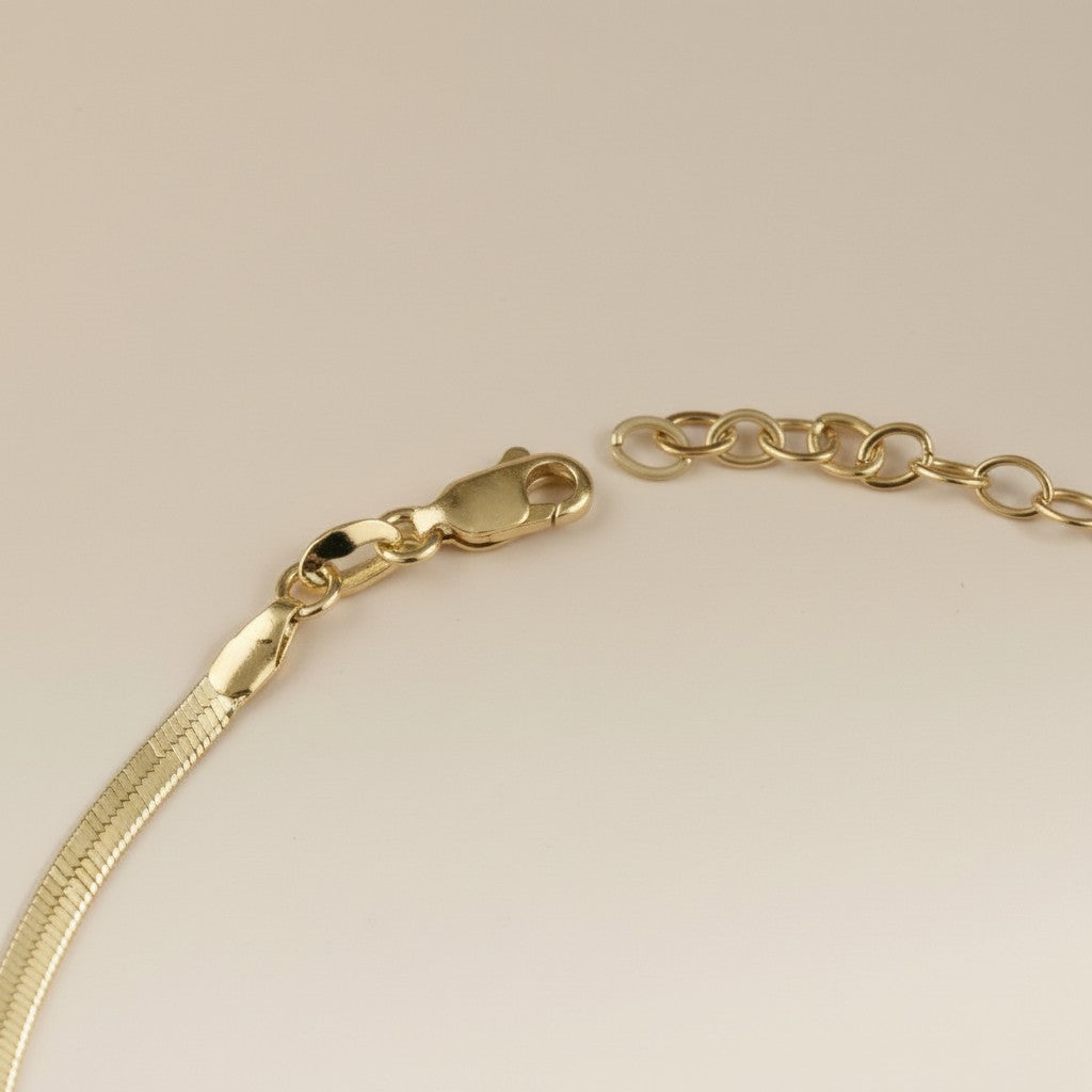 Herringbone Anklet | 3mm Thick Chain | Water-Resistant Beach Jewelry