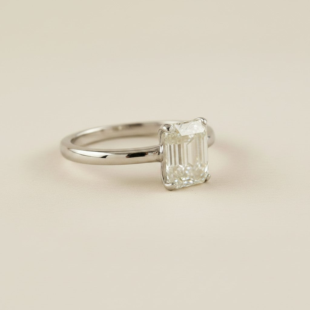 💎 .925 Sterling Silver Emerald-Cut Moissanite Solitaire Ring — 2.0ct. GRA Certified. The Most Architectural Ring.