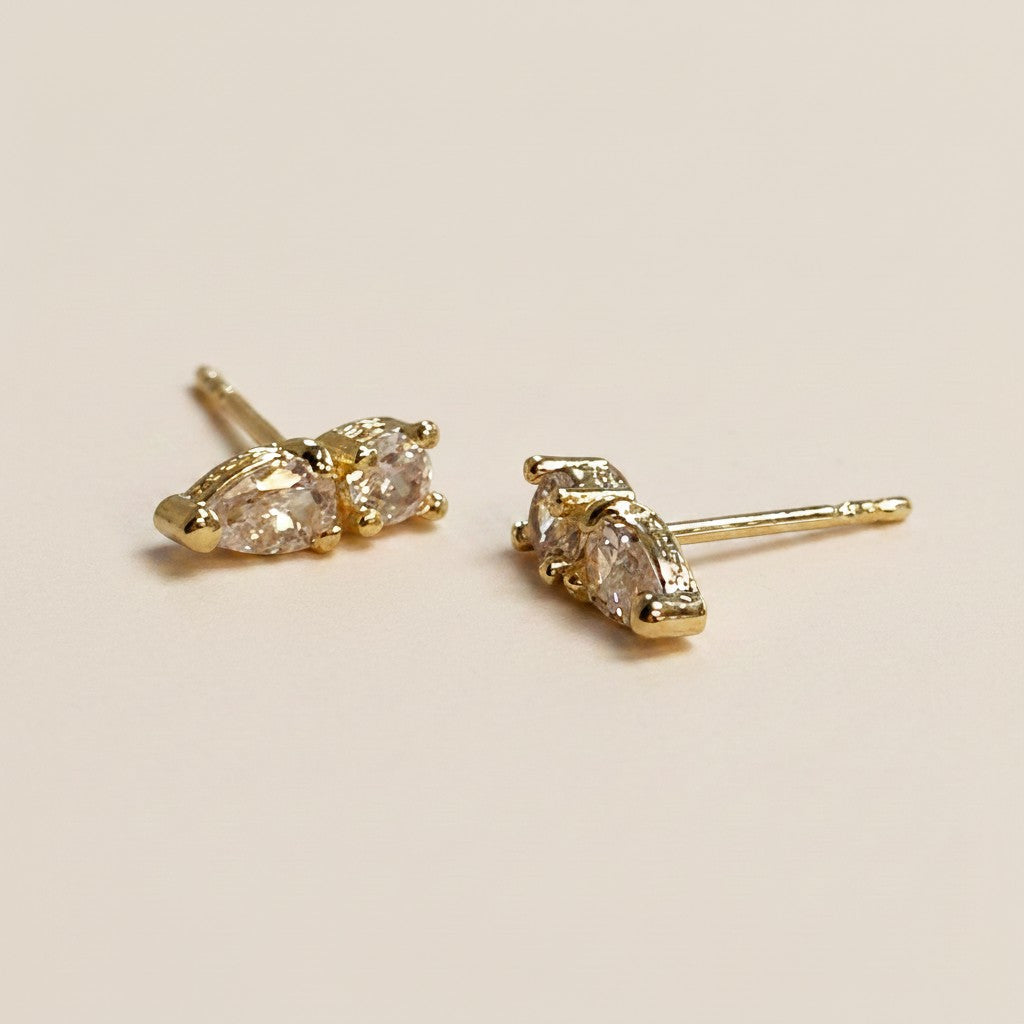 Mini CZ Drop Stud Earrings - Dainty Sparkly Teardrop Earrings for Women | Minimalist Glamour