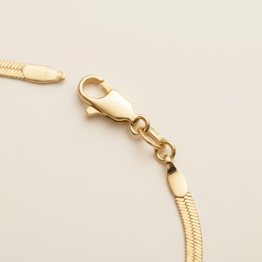 Herringbone Bracelet - 3mm Thick Chain Bracelet for Women | Waterproof Statement Jewelry