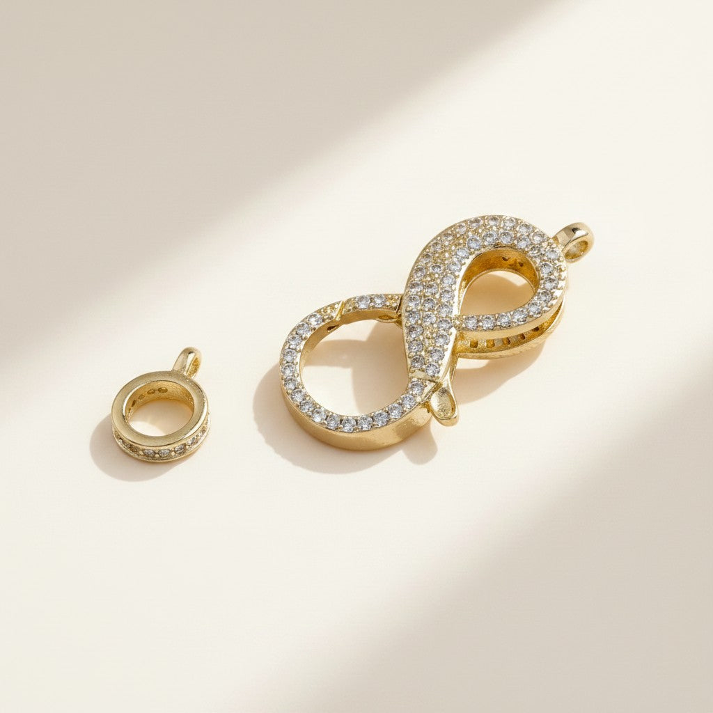 ✨18k Gold Filled Pavé CZ Infinity Clasp — The Closure That Becomes the Statement.