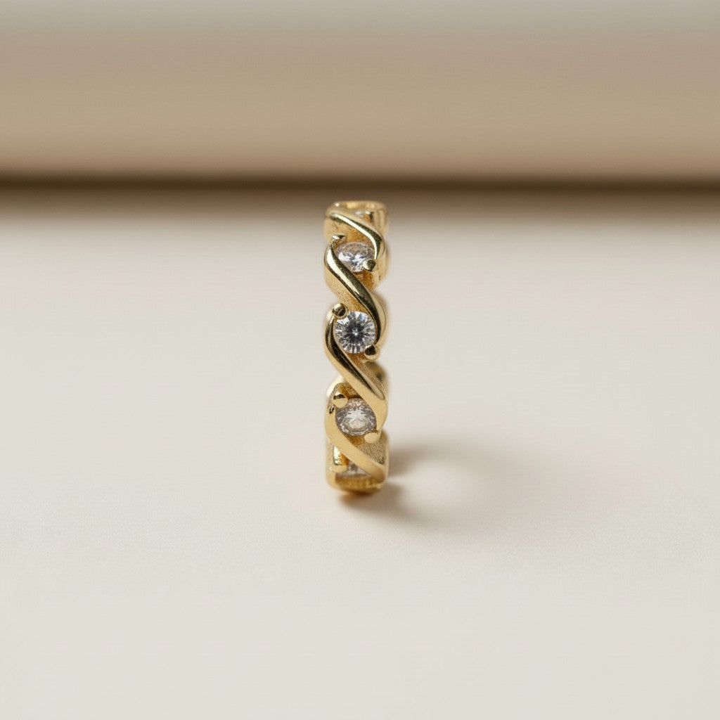 CZ Wave Eternity Band Ring for Women - Sparkling Statement Ring