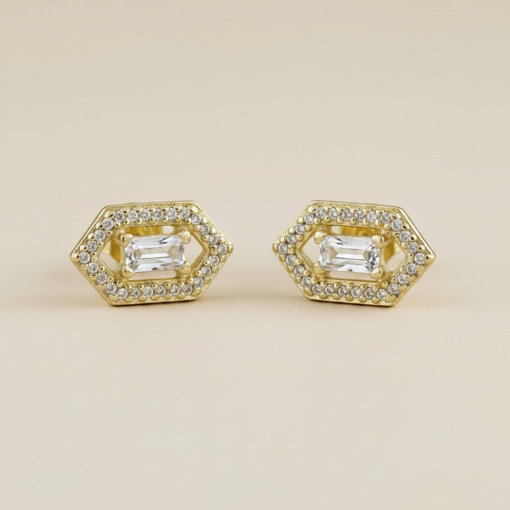 18k Gold Filled Baguette Birthstone Earrings | Personalized Sparkle