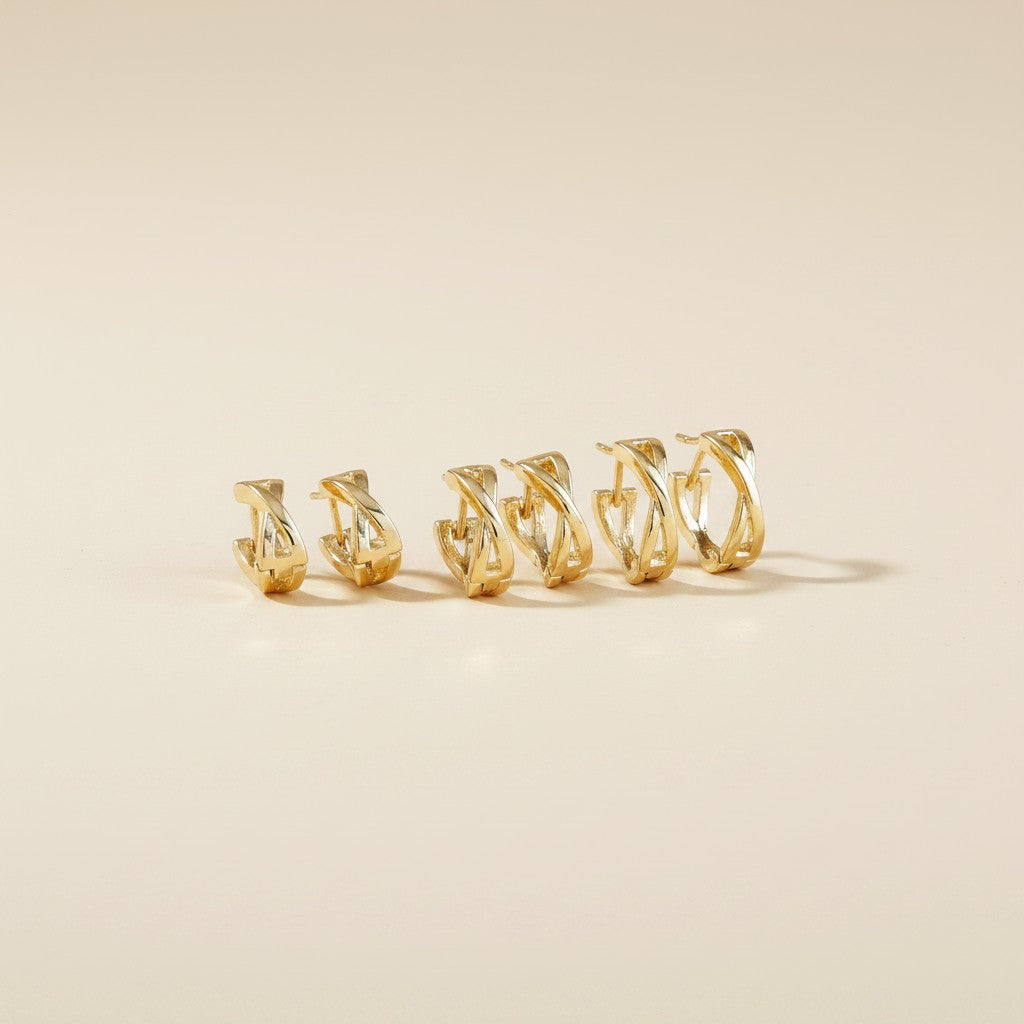 18k Gold Filled X Clicker Hoop Earrings | Distinctive Everyday Elegance