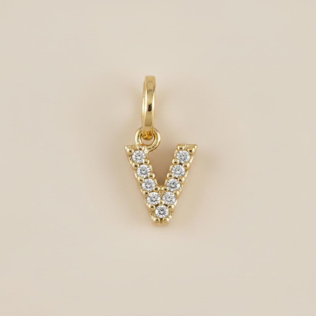 18k Gold Filled Initial Letter CZ Charm | Personalized Sparkle
