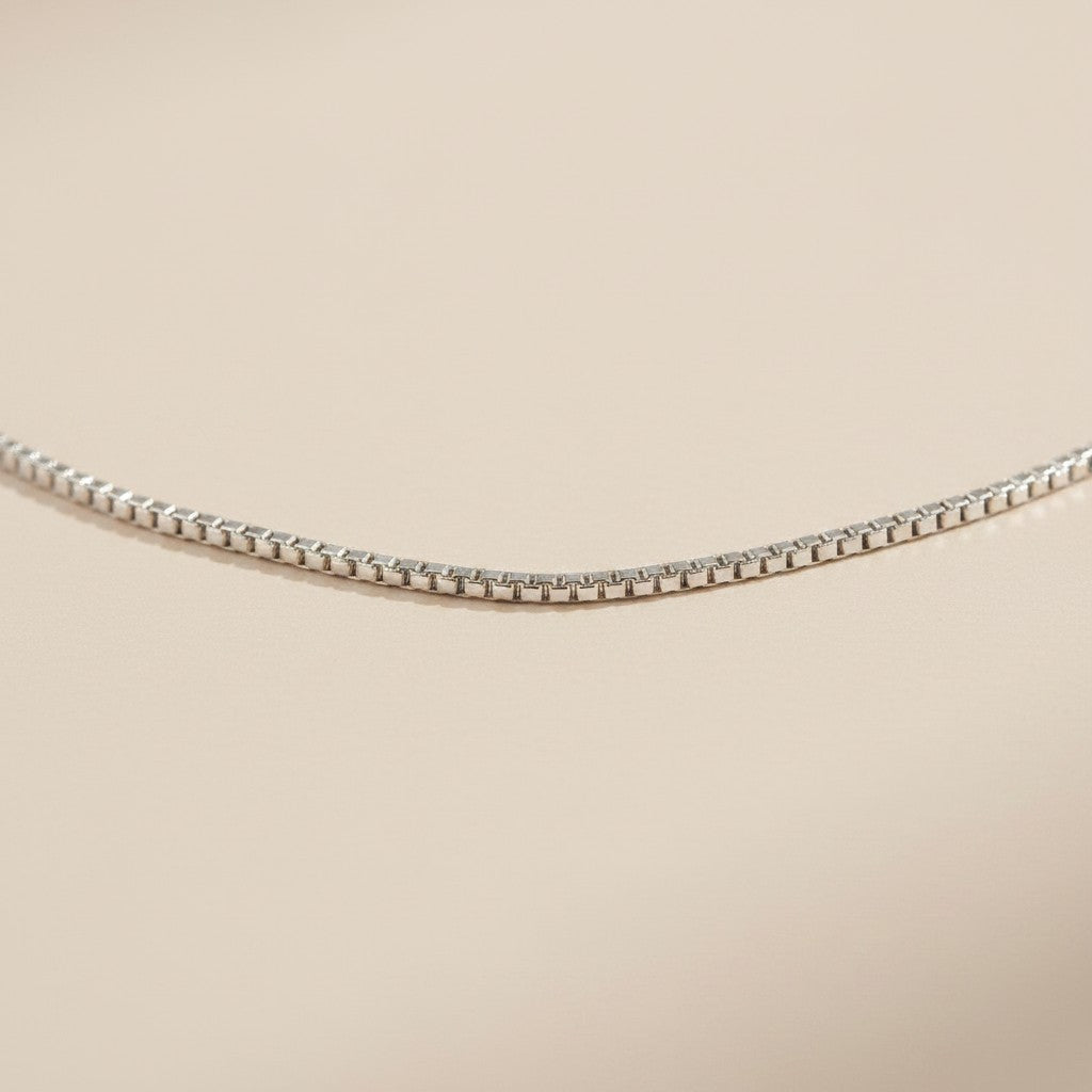 Sterling Silver 0.8mm Box Chain Necklace — Fine Enough to Feel Effortless. Present Enough to Be Seen.