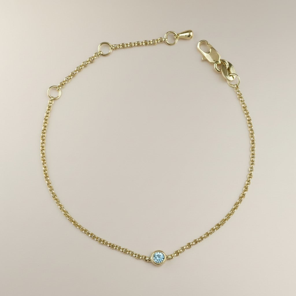 18k Gold Filled Birthstone Bezel Bracelet — Your Color. Your Month. At the Wrist. Always.