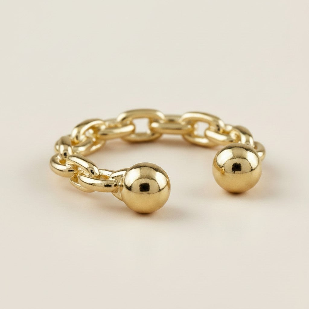 18k Gold Filled Crafted Chain Ear Cuff | No-Piercing Effortless Edge