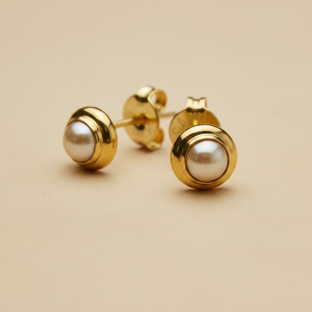 18k Gold Filled Korean Pearl Stud Earrings | Delicate Signature Style