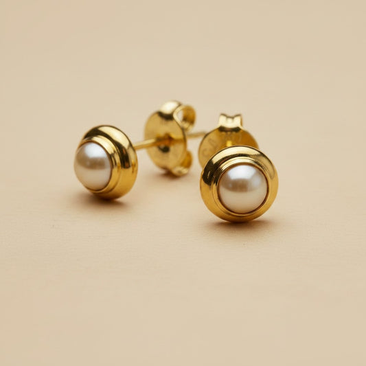 18k Gold Filled Korean Pearl Stud Earrings | Delicate Signature Style