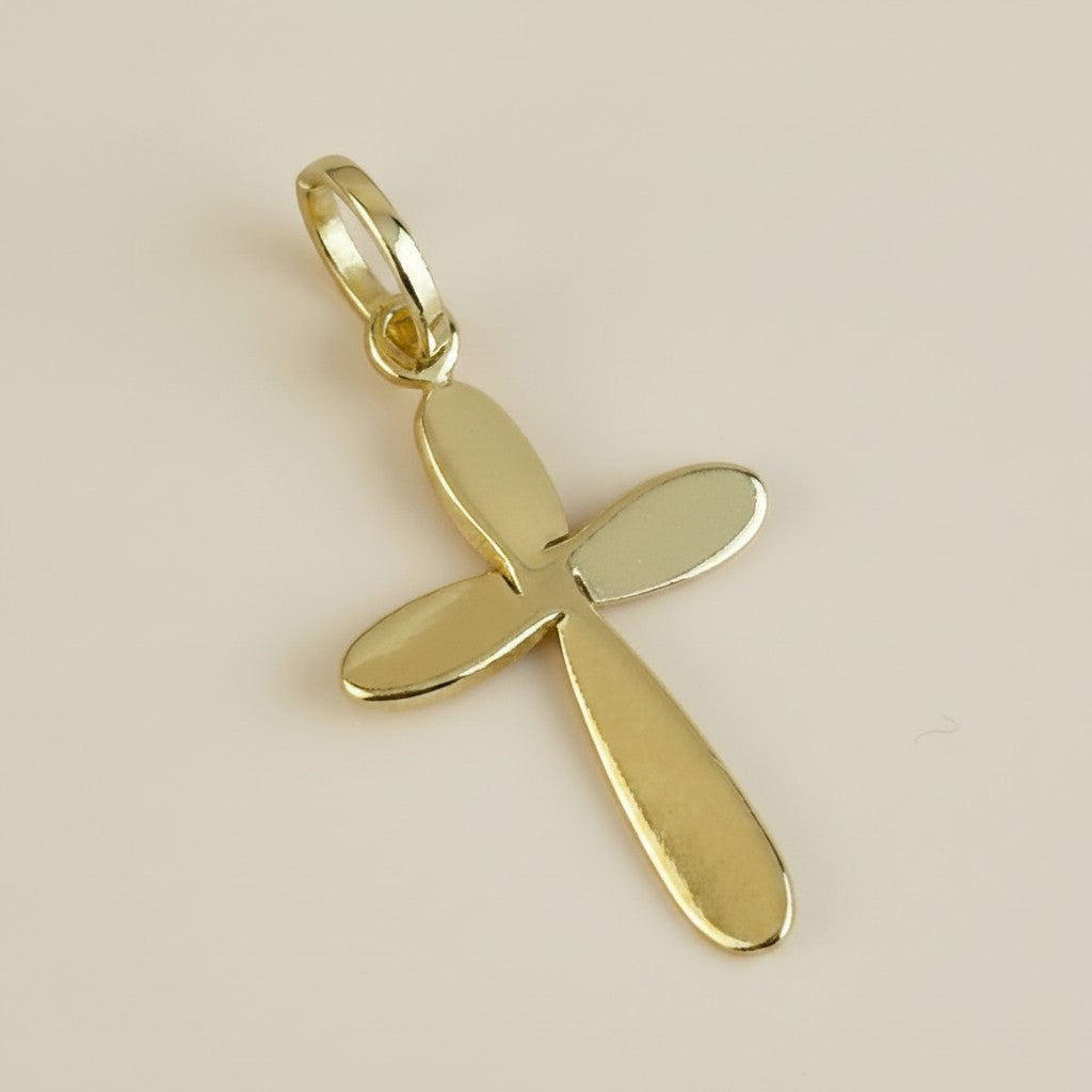 18k Gold Filled Rounded Polished Cross Pendant | Contemporary Faith