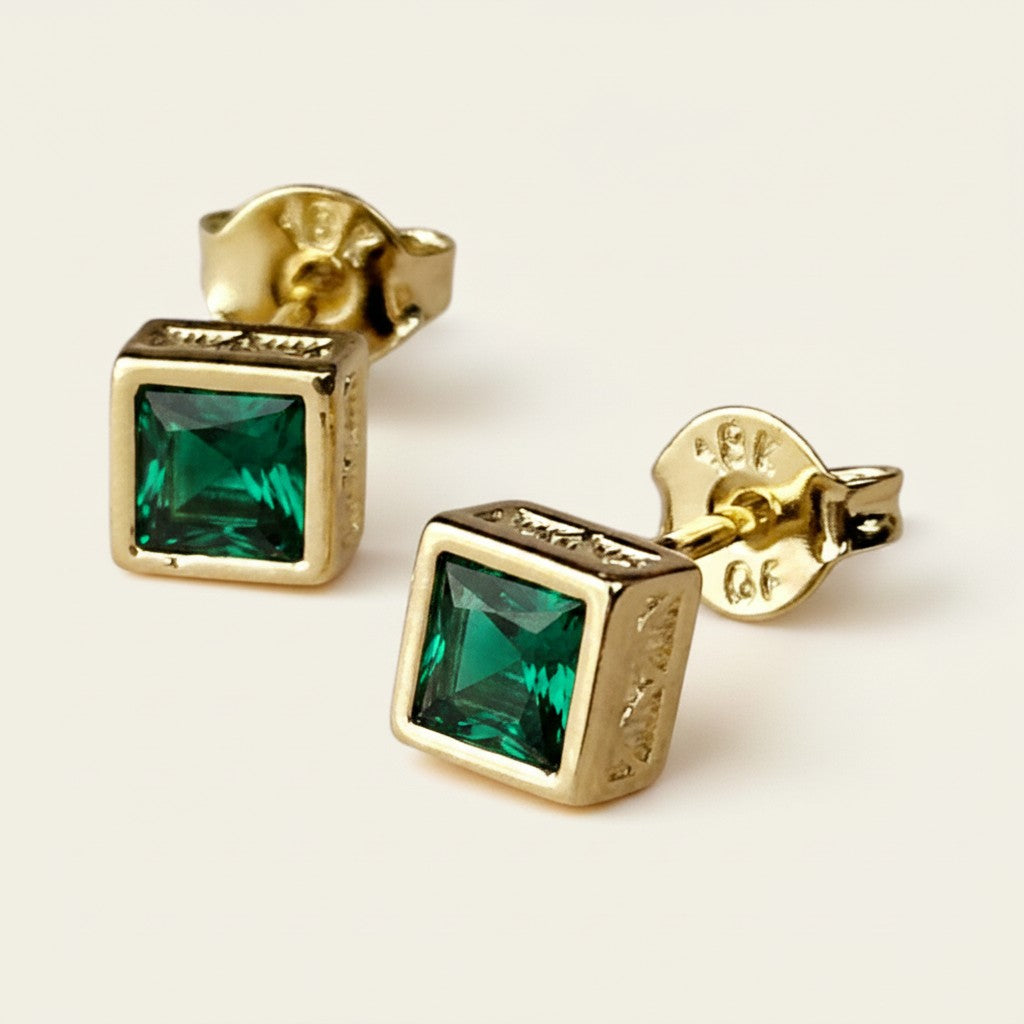✨ 18k Gold Filled Colored Square CZ Stud Earrings — One Shape. Two Colors. All the Personality.