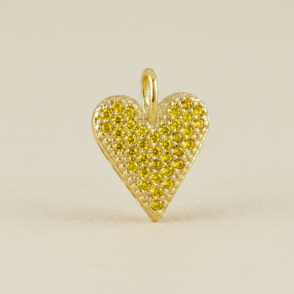 💖 18k Gold Filled Colored CZ Heart Pendant — Five Colors. One Pavé Heart. Hang It Anywhere.