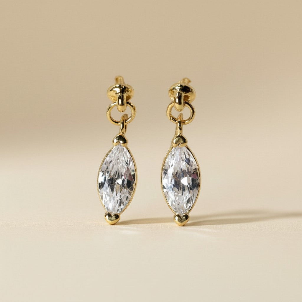 Marquise CZ Earrings - Sparkling Diamond-Look Studs for Women
