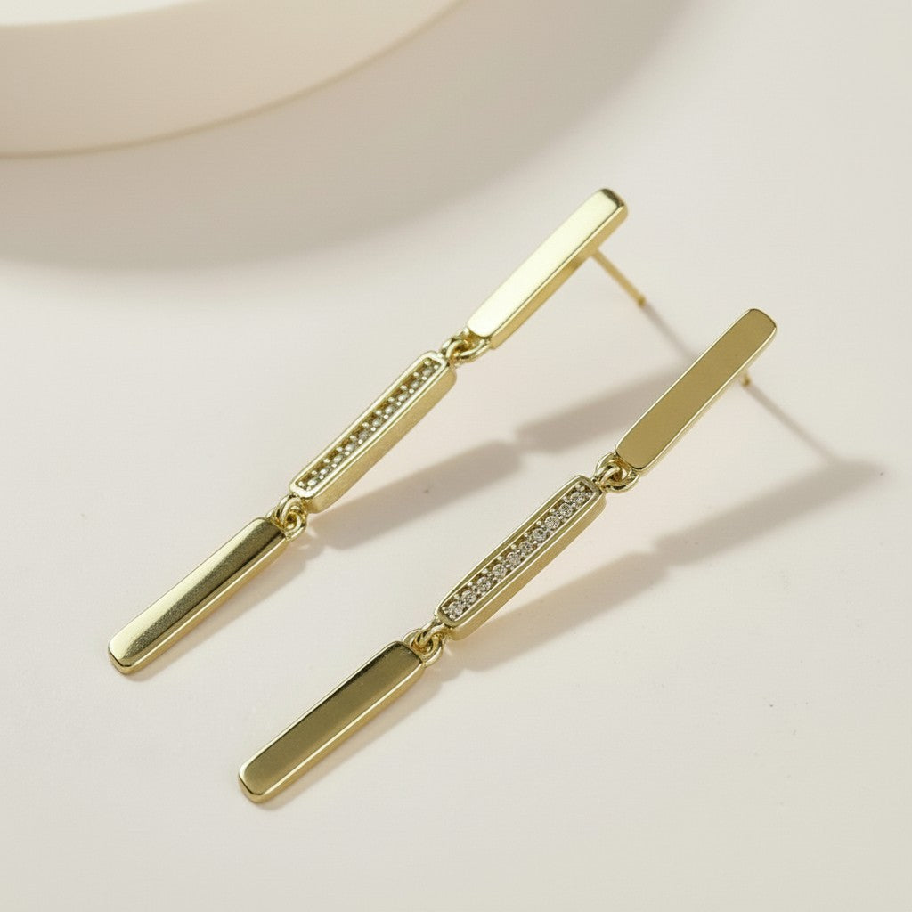 18k Gold Filled Triple Bar Drop Earrings