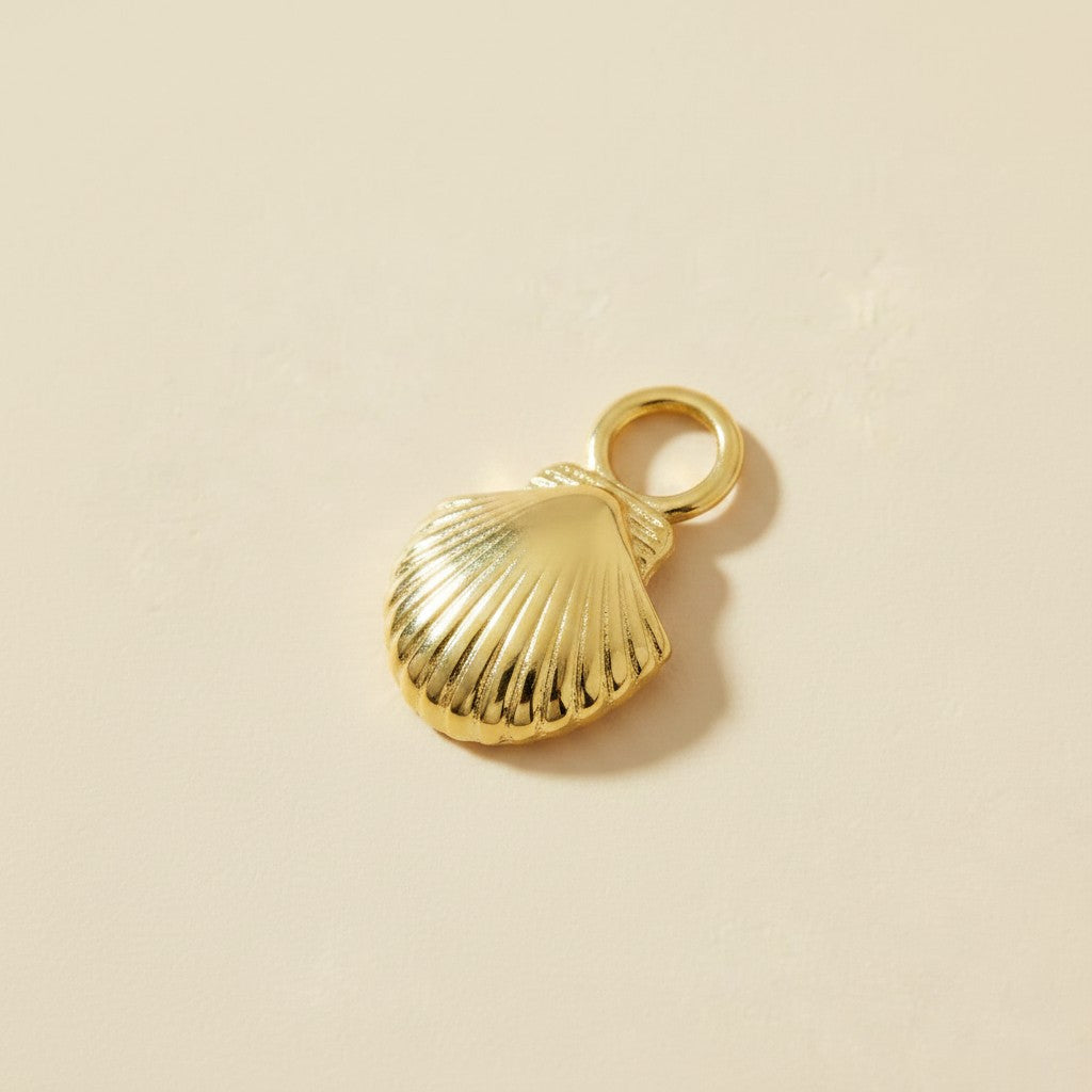 🐚 18k Gold Filled Scalloped Shell Charm — The Sea, Hanging From Your Hoop. One Charm. All Summer.