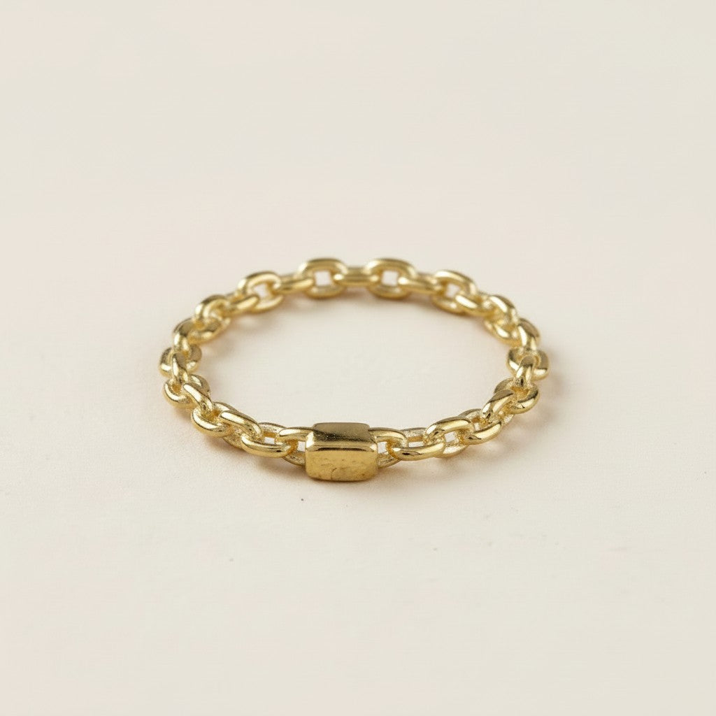 18k Gold Filled Crafted Chain Ring