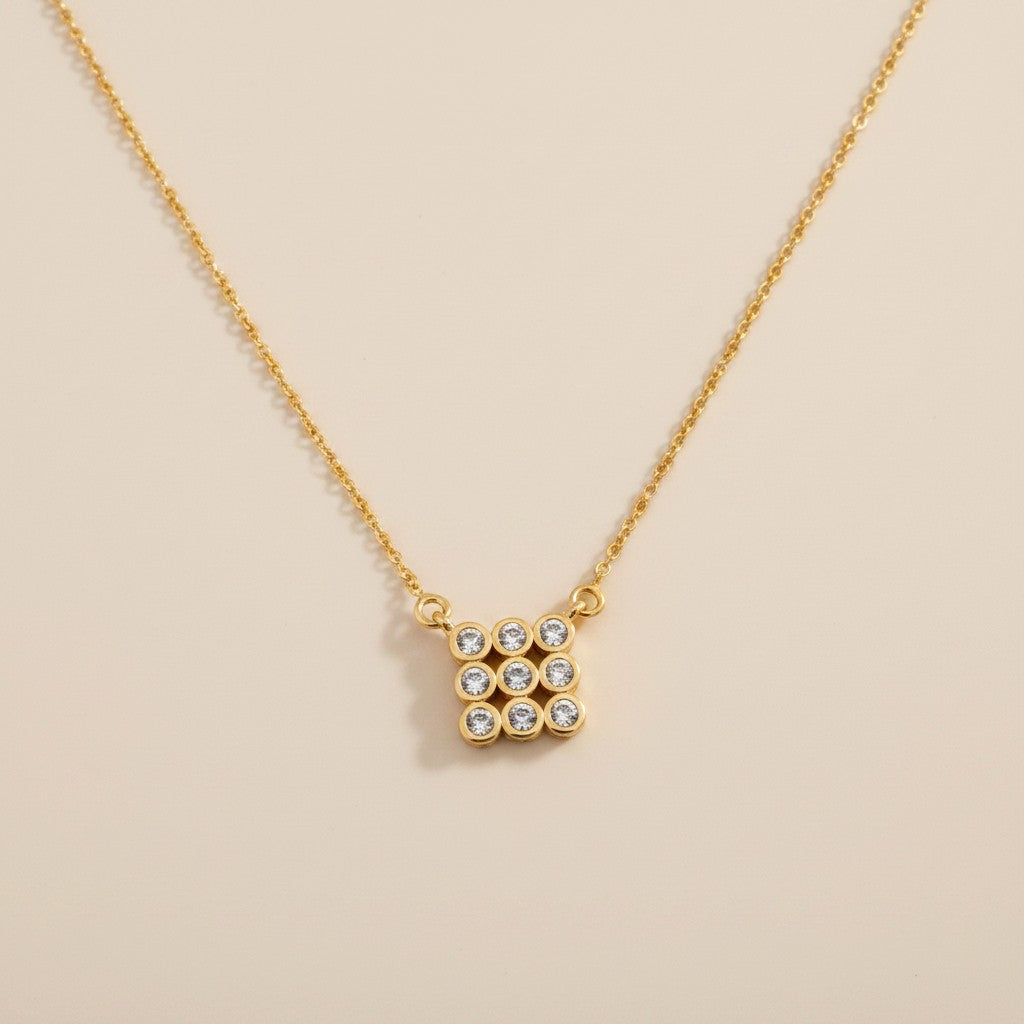 18k Gold Filled Cluster CZ Necklace | Dainty Minimalist Sparkle