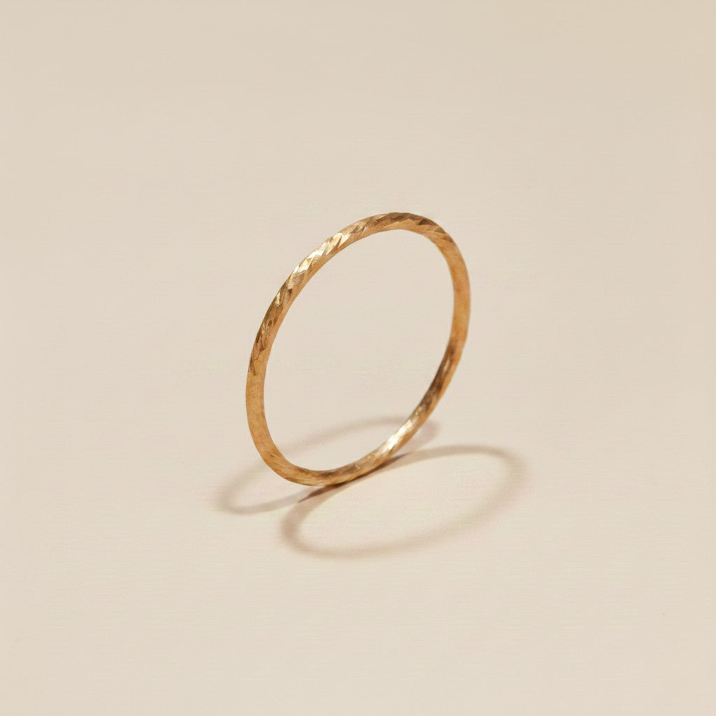 ✨ 14k Gold Filled Diamond Cut Stackable Ring — Stone-Free Sparkle at Its Most Minimal Width.