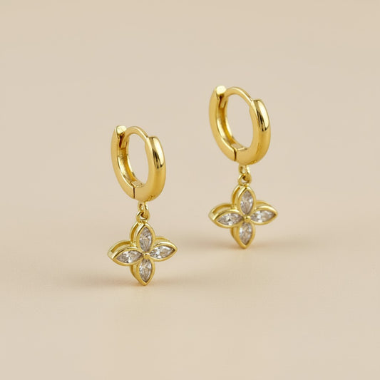 🌸 18k Gold Filled CZ Flower Cluster Hoop Earrings — The Hoop Above. The Bloom Below.