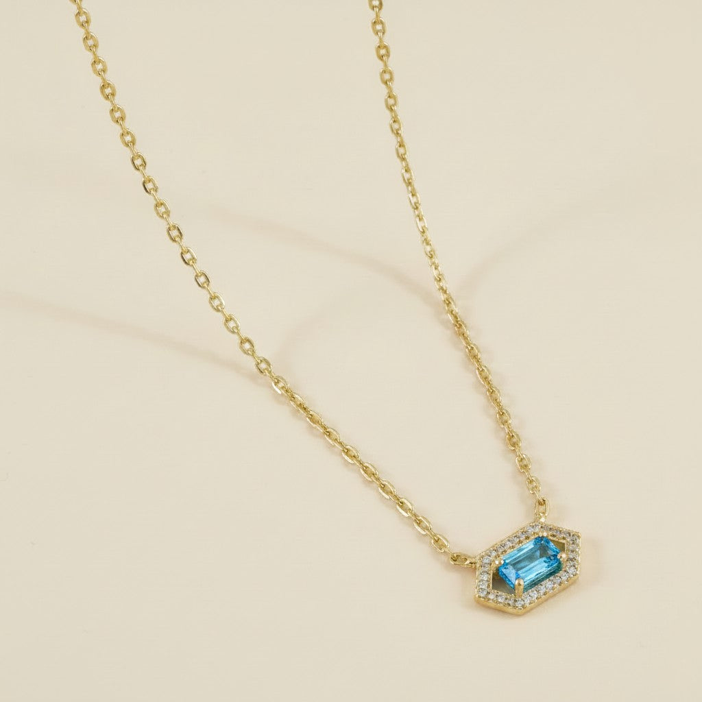 18k Gold Filled Baguette Birthstone Necklace | Personalized Sparkle