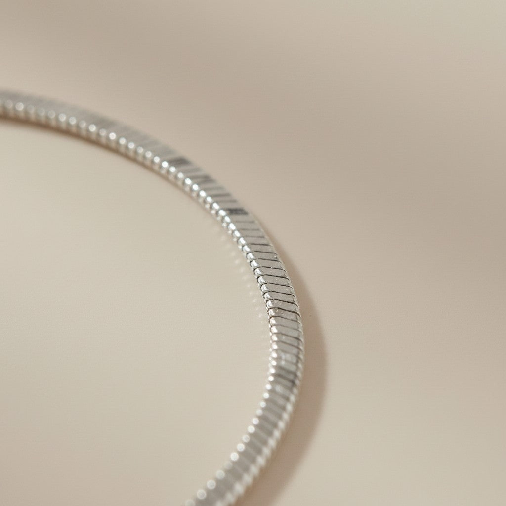 Sterling Silver Square Herringbone Chain — Liquid Light with a Geometric Edge