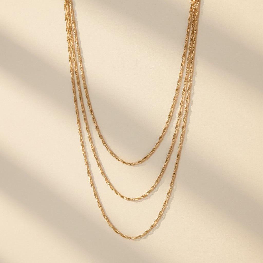 18k Gold Filled 1.7mm Singapore Chain Necklace | Classic Elegance