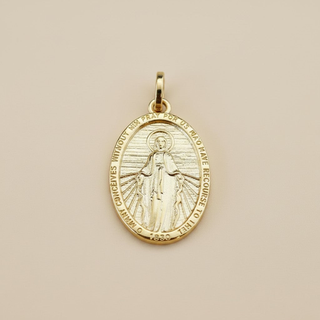 18k Gold Filled Double-Sided Lady of Grace Medal Pendant | Faith Meets Fashion