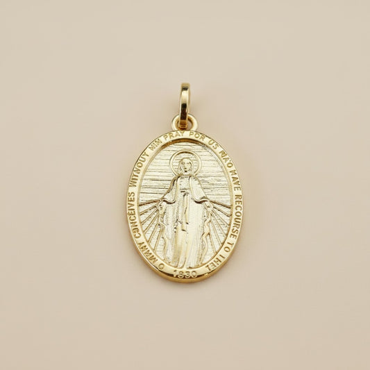 18k Gold Filled Double-Sided Lady of Grace Medal Pendant | Faith Meets Fashion