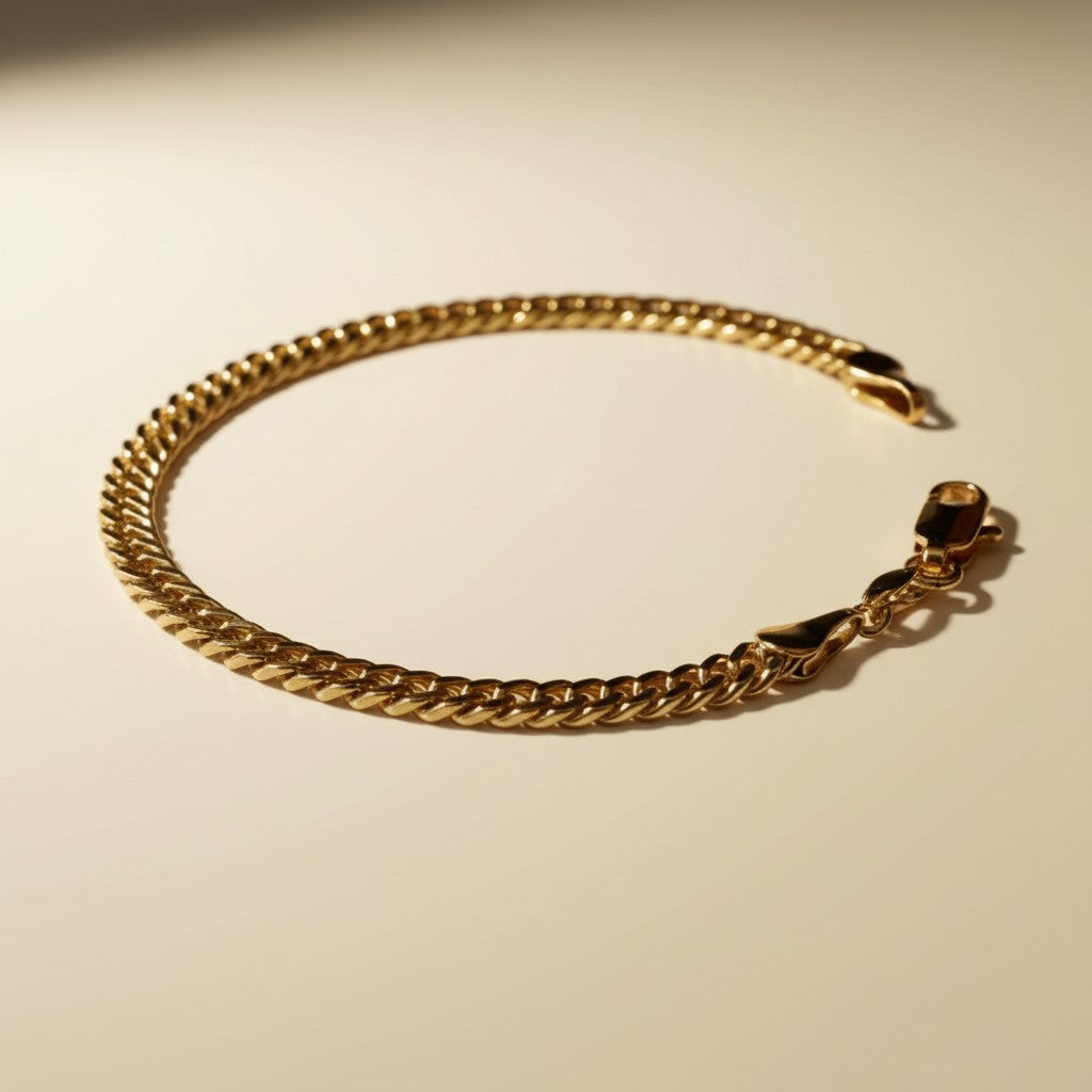 Curb Chain Bracelet for Women | 4mm Thick Cuban Link Bracelet | Luxury Everyday Jewelry