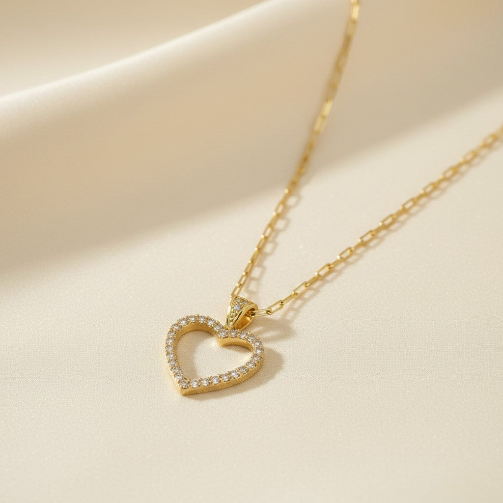 💛 18k Gold Filled Pavé Heart Necklace — Love, Covered in Light. On the Chain That Was Made FOR IT