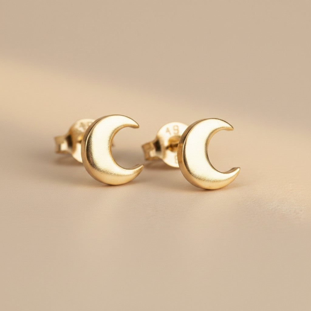 Mini Crescent Moon Stud Earrings