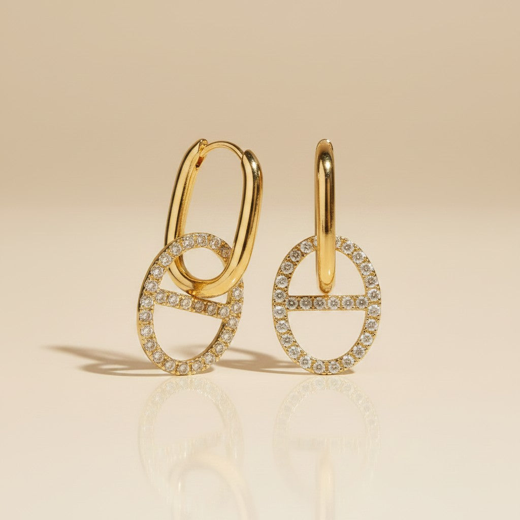 ⚓ 18k Gold Filled CZ Mariner Drop Huggie Earrings — The Huggie That Keeps Going