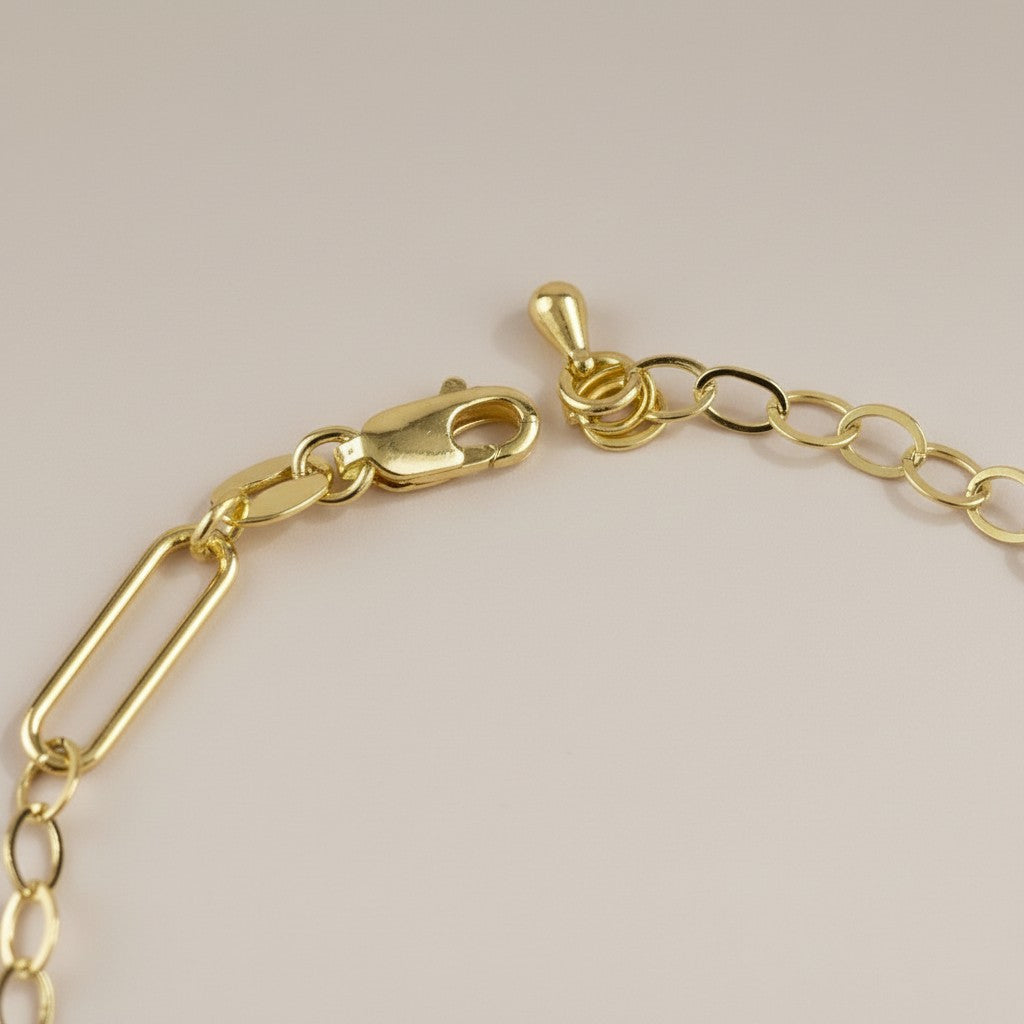 💛 18k Gold Filled Paperclip; Links Chain Bracelet — Two Textures, One Perfectly Balanced Wrist