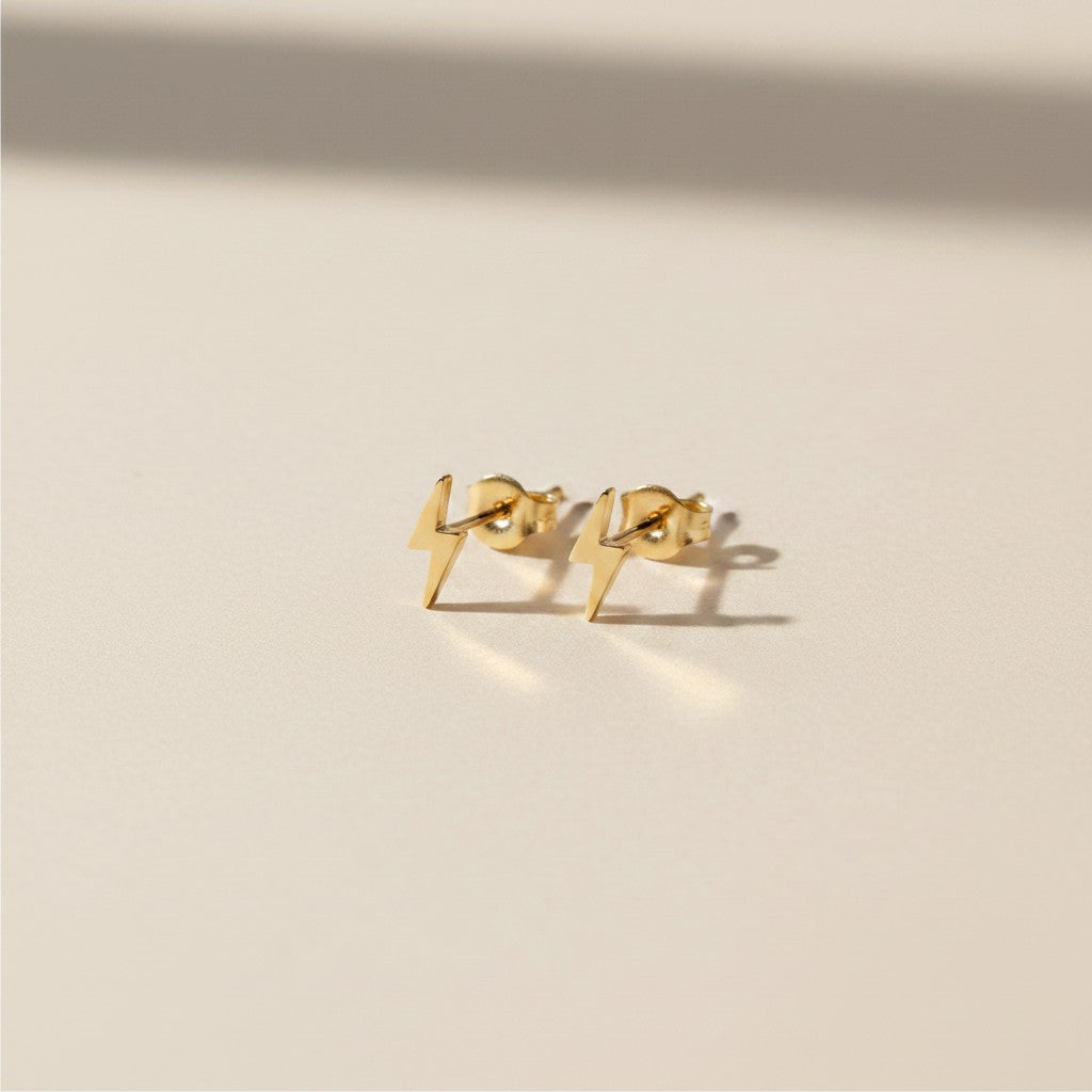 ⚡ 18k Gold Filled Lightning Bolt Stud Earrings — Pure Energy at the Ear. No Apologies.