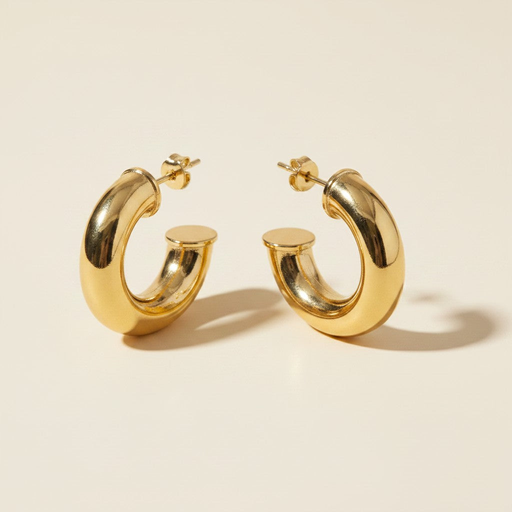 ✨ 18k Gold Filled Chubby C-Hoop Earrings — Thick. Bold. Impossible to Miss.
