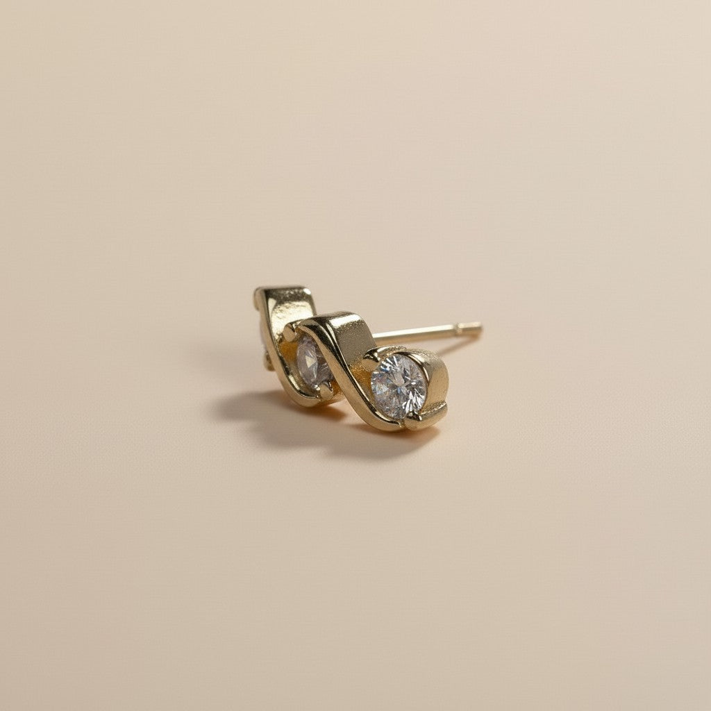 Triple CZ Stud Earrings 18K Gold Filled - 15mm Sparkly Cubic Zirconia Studs