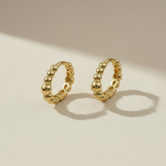 ✨ 18k Gold Filled Gradient Beaded Clicker Hoop Earrings — Small to Large. The Hoop That Builds as It Goes.