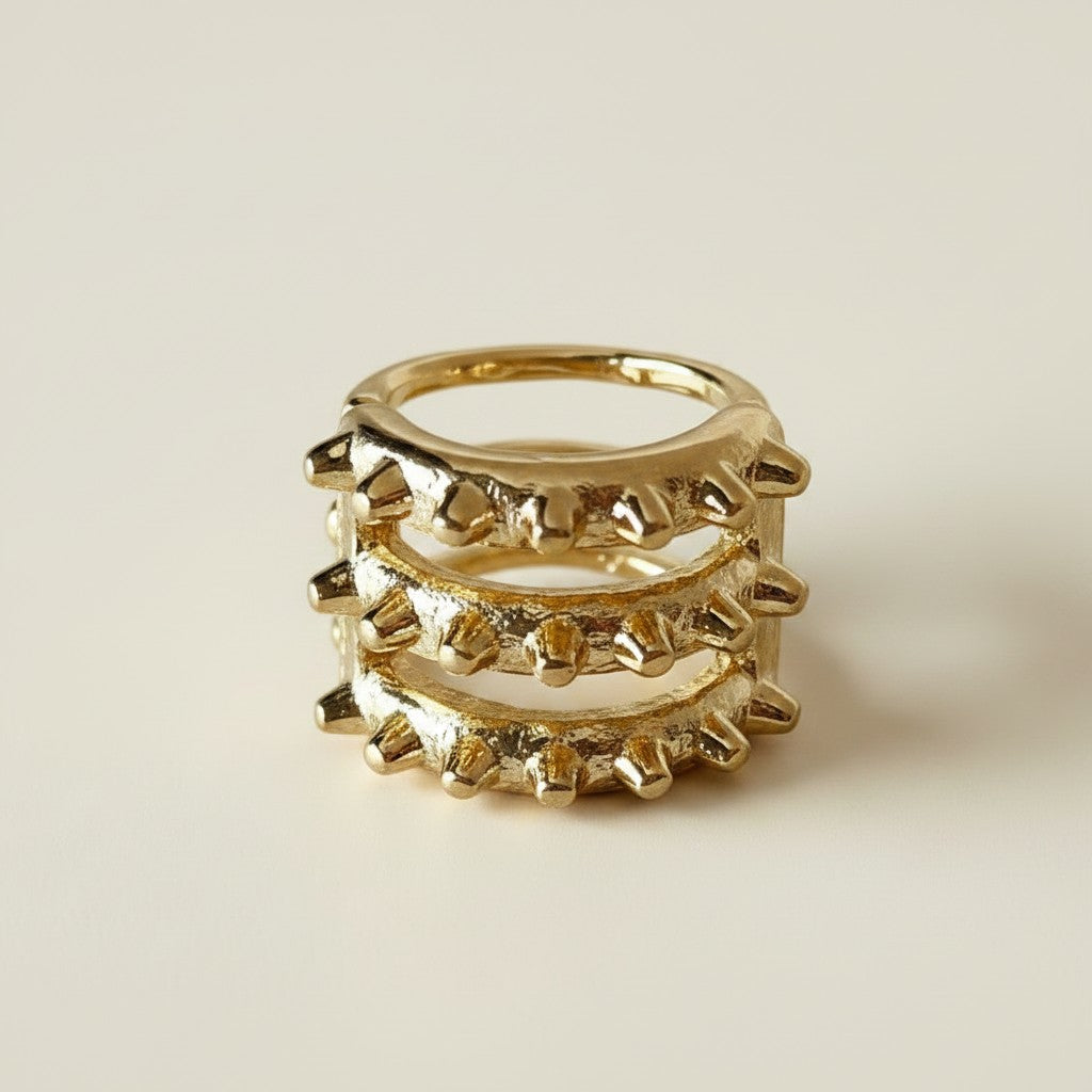 ⚡ 18k Gold Filled Triple Spike Ear Cuff — Three Points. Pure Gold Edge. No Piercing.