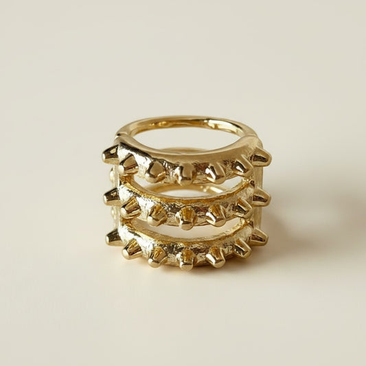 ⚡ 18k Gold Filled Triple Spike Ear Cuff — Three Points. Pure Gold Edge. No Piercing.