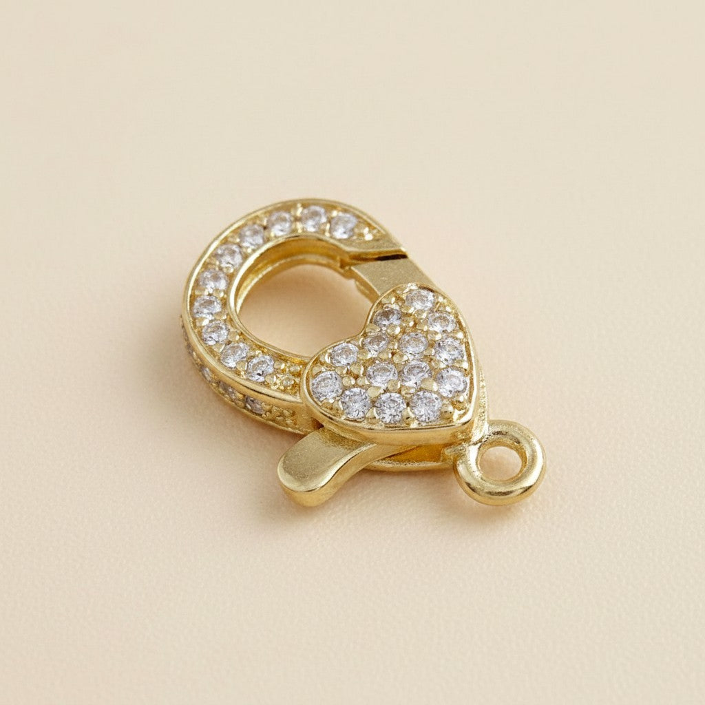 💛 18k Gold Filled Heart CZ Lobster Clasp — The Closure That Becomes Part of the Design.