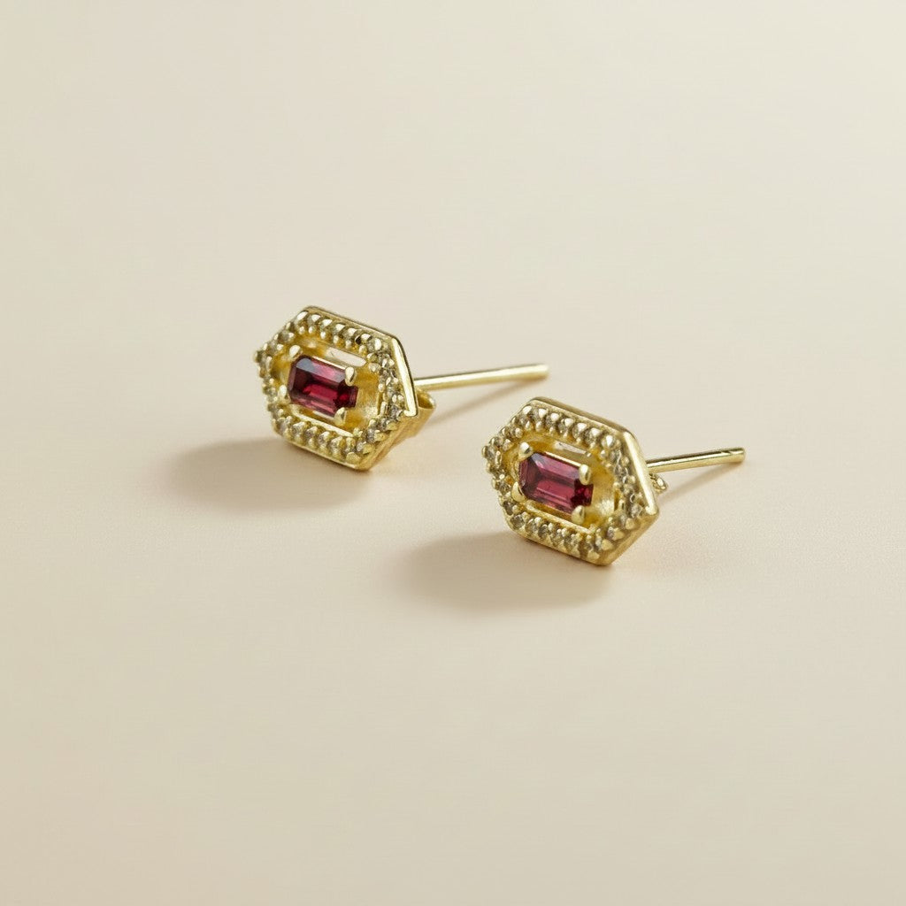 💎 18k Gold Vermeil Birthstone Baguette Earrings — Your Month on Both Ears, Every Day