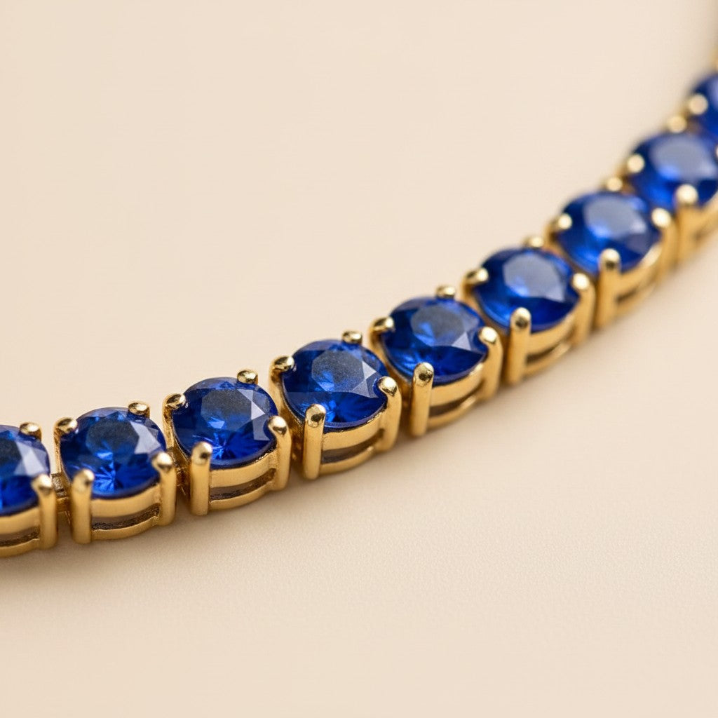 18k Gold Filled Royal Blue CZ Necklace | Seasonal Color Statement
