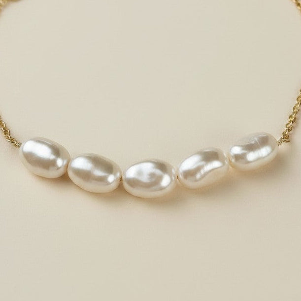 🤍 18k Gold Filled Baroque Pearl Bracelet — Nature's Most Interesting Pearl. On the Wrist.