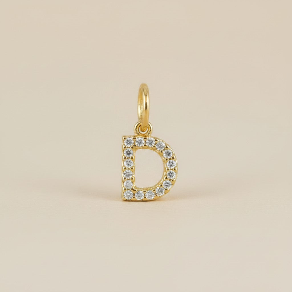 18k Gold Filled Initial Letter CZ Charm | Personalized Sparkle