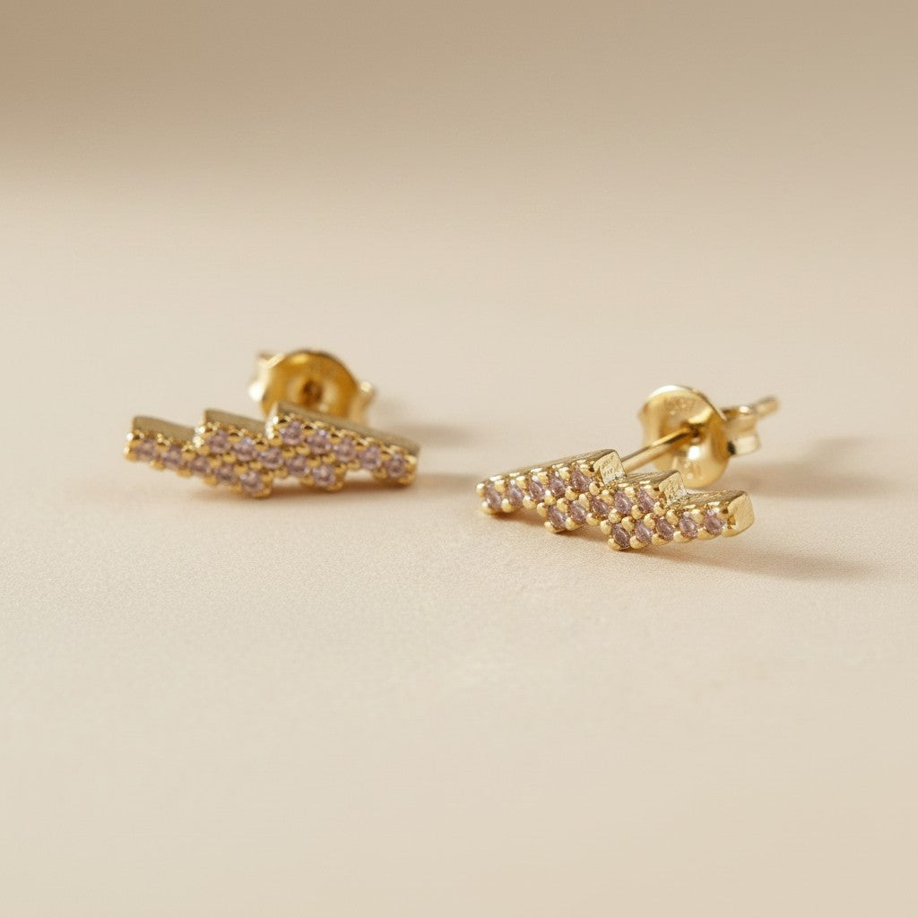 18k Gold Filled Cascading Bars Stud Earrings | Refined Everyday Sparkle