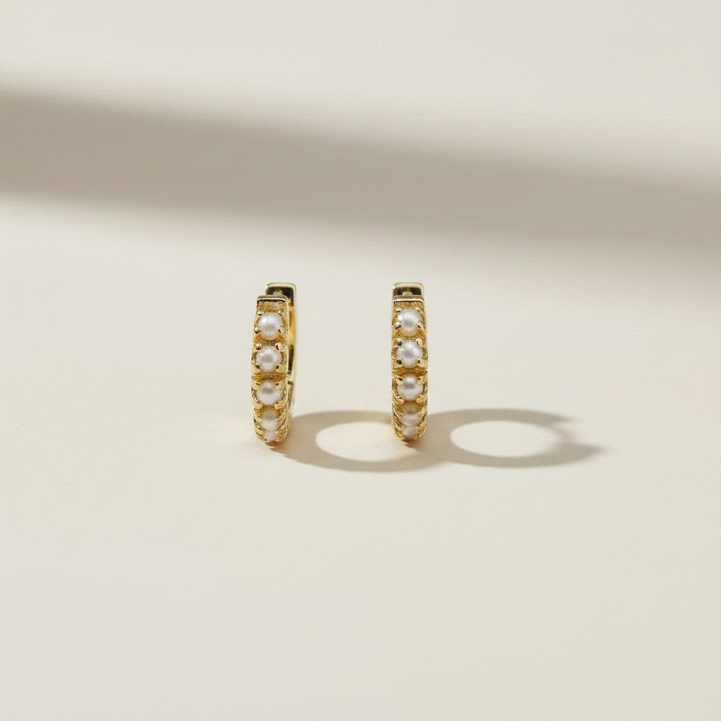 18k Gold Filled Freshwater Pearl Hoop Earrings — Nature Made It. Gold Frames It. You Wear It.